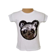 Dievčenské flitrované tričko - panda